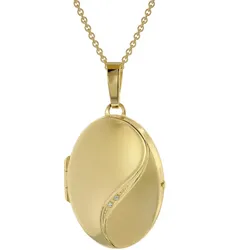 trendor 39660 Halskette mit Medaillon-Anhänger Silber 925 gold plattiert, 60 cm