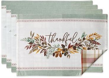 DII Thankful Reversible Embellished Placemat Set, 4 Piece