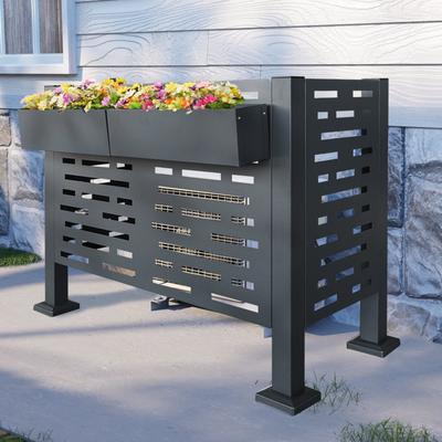 Kodotan sofa 4ftx2ft Air Conditioner Fence for Outdoor,Metal Privacy Fence Cover, Perfect to Conceal Air Conditioning Units,3-Fence Panels