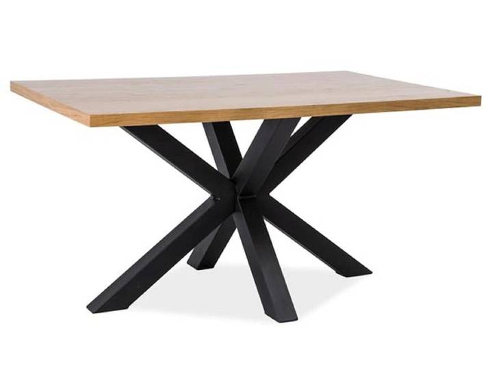 Schwarzer Esstisch mit Tischplatte in Eichenoptik CROSS 180x90