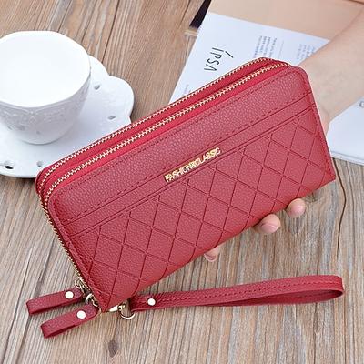Lange frauen brieftasche weibliche geldbörsen quaste geldbörse kartenhalter brieftaschen doppel-reißverschluss pu leder kupplung luxus geld telefon tasche