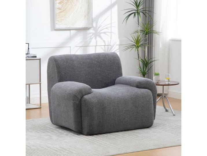 Fauteuil 1 place avec repose-pieds AESVAR en chenille grise sans montage compressé sous vide