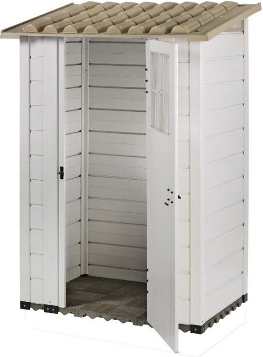 Garofalo TUSCANY EVO 100 1 PORTA, Kunststoff-Schuppen, Einzelbild, Pultdach, Braun, Weiß, 1,32 m²