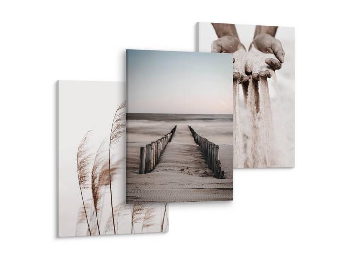LEINWANDBILDER 3-er Set Strand Natur 3D