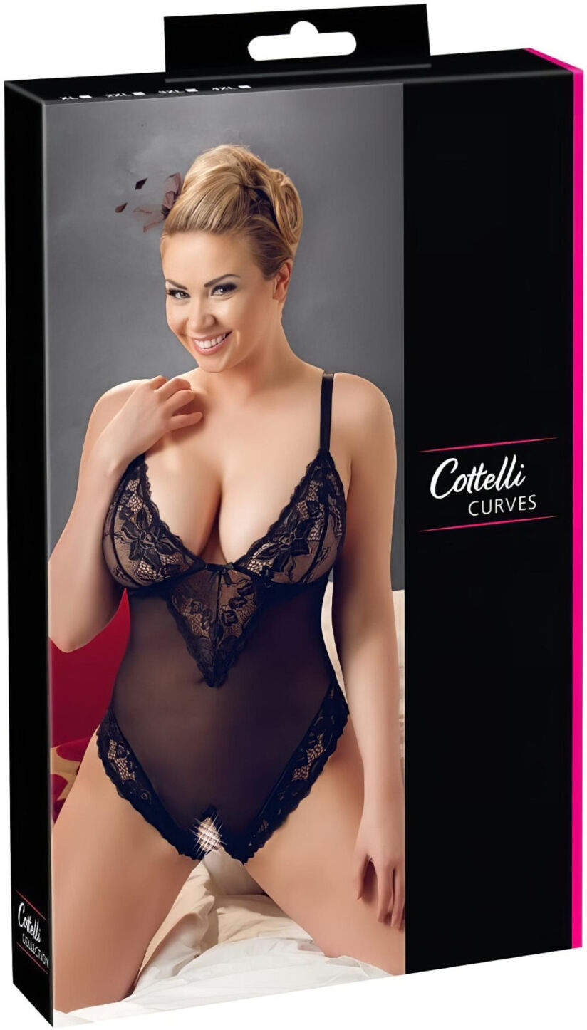 Cottelli Plus Size - Black Lace Bodysuit - XXXL