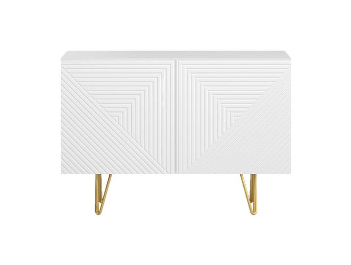 Buffet design gravé blanc mat et métal doré 2 portes L107 cm OZEN