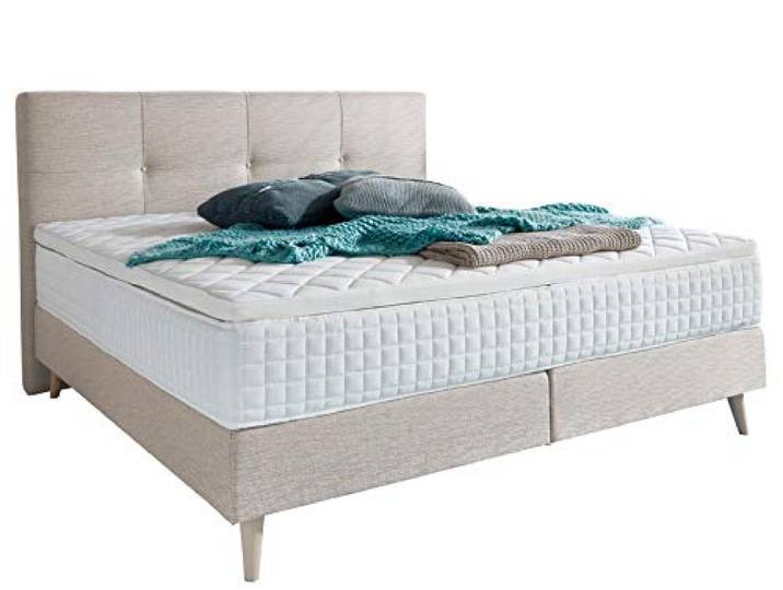 Atlantic Home Collection Boxspringbett FRANKA, 180x200 cm, inklusive Topper (Härtegrad H2), Creme
