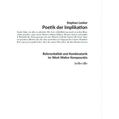 Poetik der Implikation, Taschenbuch von Stephan Lesker, Belleville, 978-3-946875-84-0