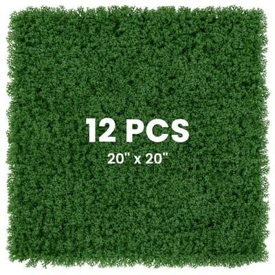 Costway 12 Pieces 20 x 20 inches Artificial Grass Wall Panels for Garden Yard Balcony-Green