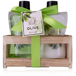 accentra Badeset OLIVE in Holzbox