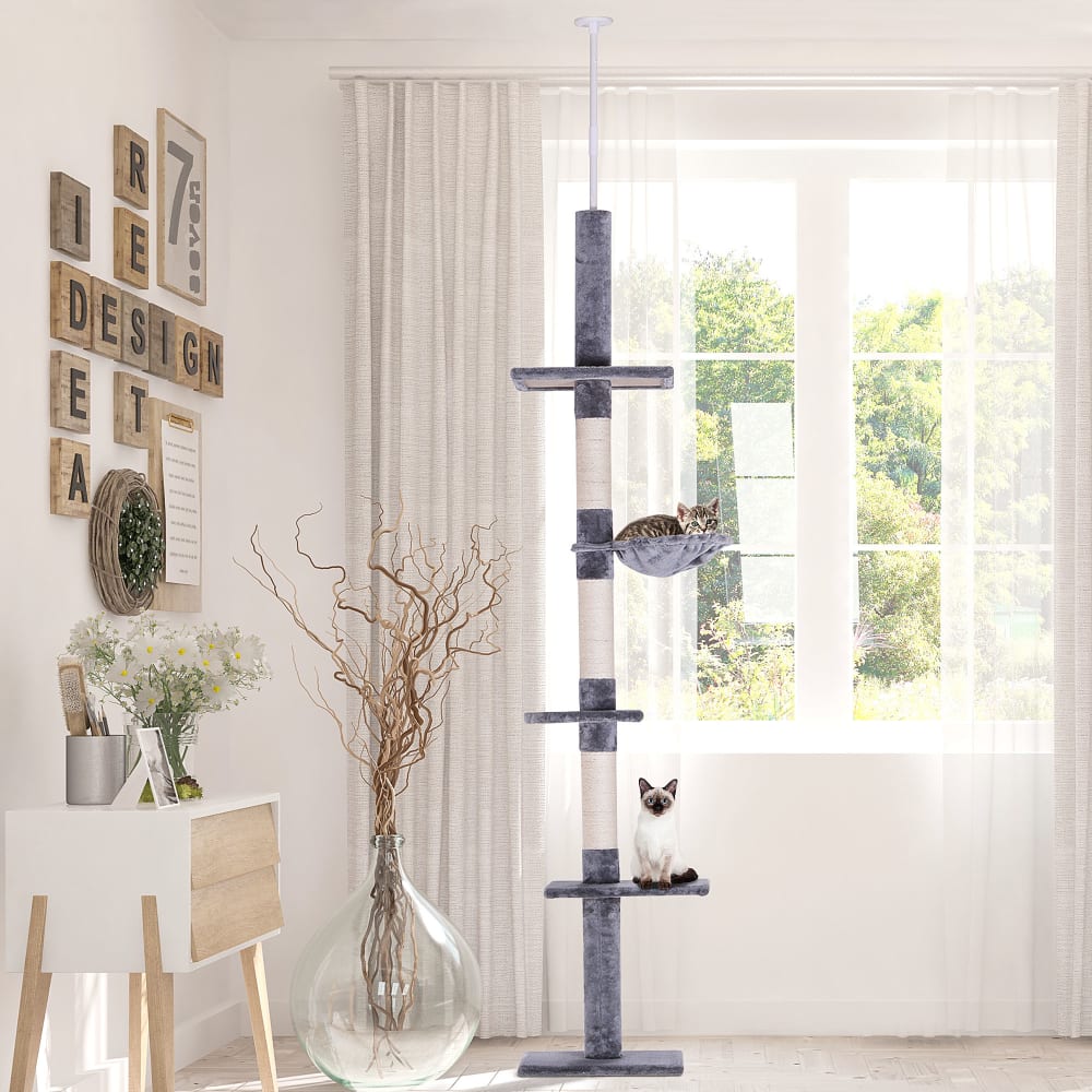 PAWHUT Griffoir pour chat panneau de particules gris Gris 40x260x34cm
