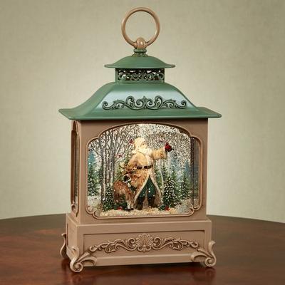 Roman Inc/Drop Ship Santa with Deer LED Swirl Lantern Dark Beige , Dark Beige