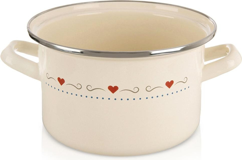 Orion TONCA Crèmekleurige emaille pan, 18 cm, 2 liter, ovenbestendig