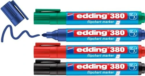 edding 380 Flipchart-Marker farbsortiert 1,5 - 3,0 mm, 4 St.