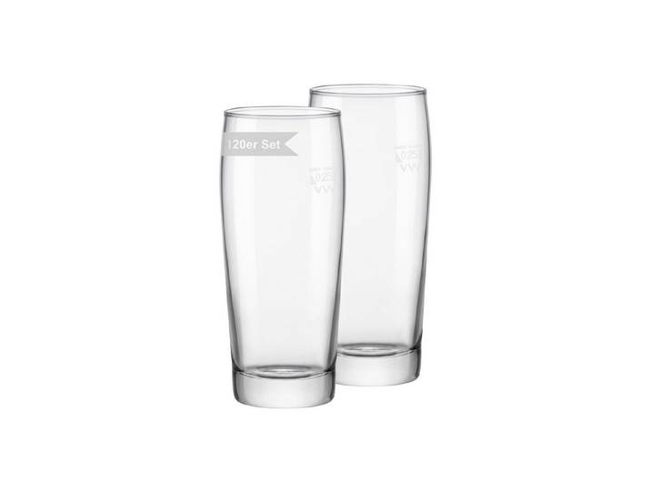van Well Bierglas Willy Willi Becher geeicht 0,25 l 120er Set, 120-tlg., Glas