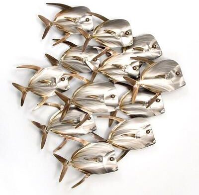 Copper Art Inc. Lookdown School of Fish Arrow Wall Art Silver , Silver