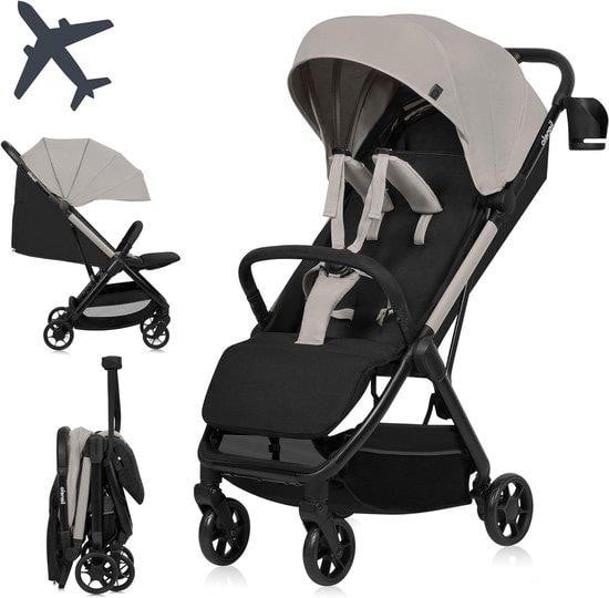 Lionelo Reisbuggy - Lichtgewicht en automatisch opvouwbaar - Beige - Max. 75 kg