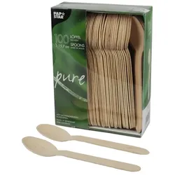 4x PAPSTAR 100 Löffel. Holz pure 15.7 cm