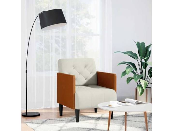 NLQMSU Sessel, Velours, cremefarben, mit Armlehnen, 55 cm, Gestell Sitzfläche aus Schaumstoff, weiche Beschichtung, stabile Füße, vielseitig einsetzbar, Wohnzimmer, Schlafzimmer, Büro