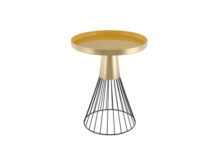 Table d'appoint ronde en acier laqué moutarde et doré D41 cm SPLEEN