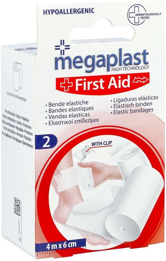 Elastische Binde 6 cmx4 m mit Klemme megaplast