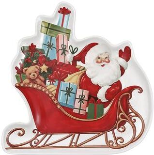 Mr. Christmas 14 in. Figural Platter Santa with Sleigh