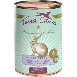 Terra Canis Getreidefrei 400g Dose Hundenassfutter Sparpaket 12 x 400 Gramm Kaninchen mit Zucchini, Aprikose & Borretsch