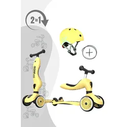 Scoot&Ride Highwaykick 1 Rutscherfahrzeug und Scooter inkl. Helm, Farbe: kiwi