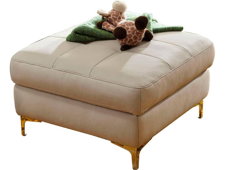 Polsterhocker HOME AFFAIRE Basel , beige (natur), B:75cm H:47cm T:75cm, Luxus-Mikrofaser Lederoptik: 100% Polyester;Struktur: 85% Polyester, 15% Viskose, Hocker, Polsterhocker, passend zur Basel-Serie