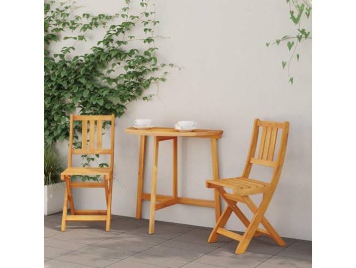 2 Stk Bistro-Stühle aus Massivholz Akazie für Außenbereich, Klappbar Massivholz Akazie, faltbar, geölte Oberfläche, rustikales Design, wetterbeständig, einfache Pflege