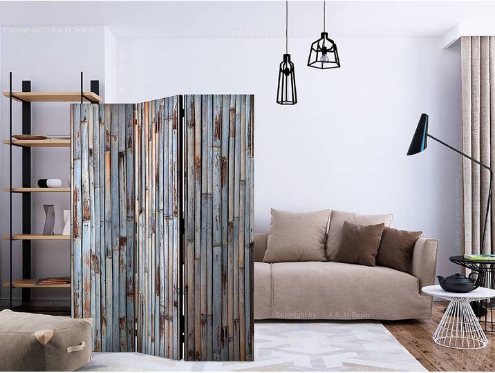 Paravent Asian History acoustique Intissé sur bois massif Gris 135 x 172 x 3cm