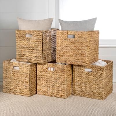 happimess Collapsible Storage Cube Basket with Handles (Set of 5)
