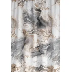 KS Handel 24 Textil Duschvorhang Marmor Braun Grau Weiss 120x180 cm, inkl. Duschvorhangringe inkl. Beschwerung