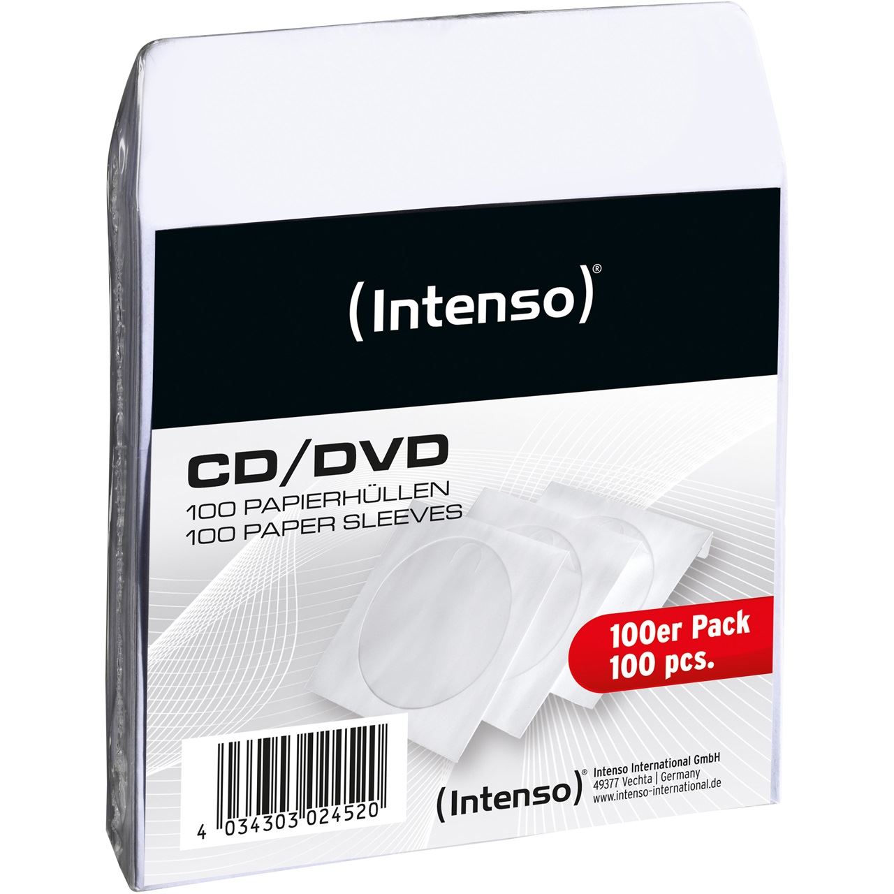 Intenso 1er CD-/DVD-Hüllen Papier weiß, 100 St.