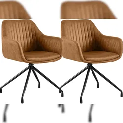 CLP 2er Set Esszimmerstühle Welby Vintage Kunstleder HBT: 81x58x58 cm hellbraun Vintage Kunstleder