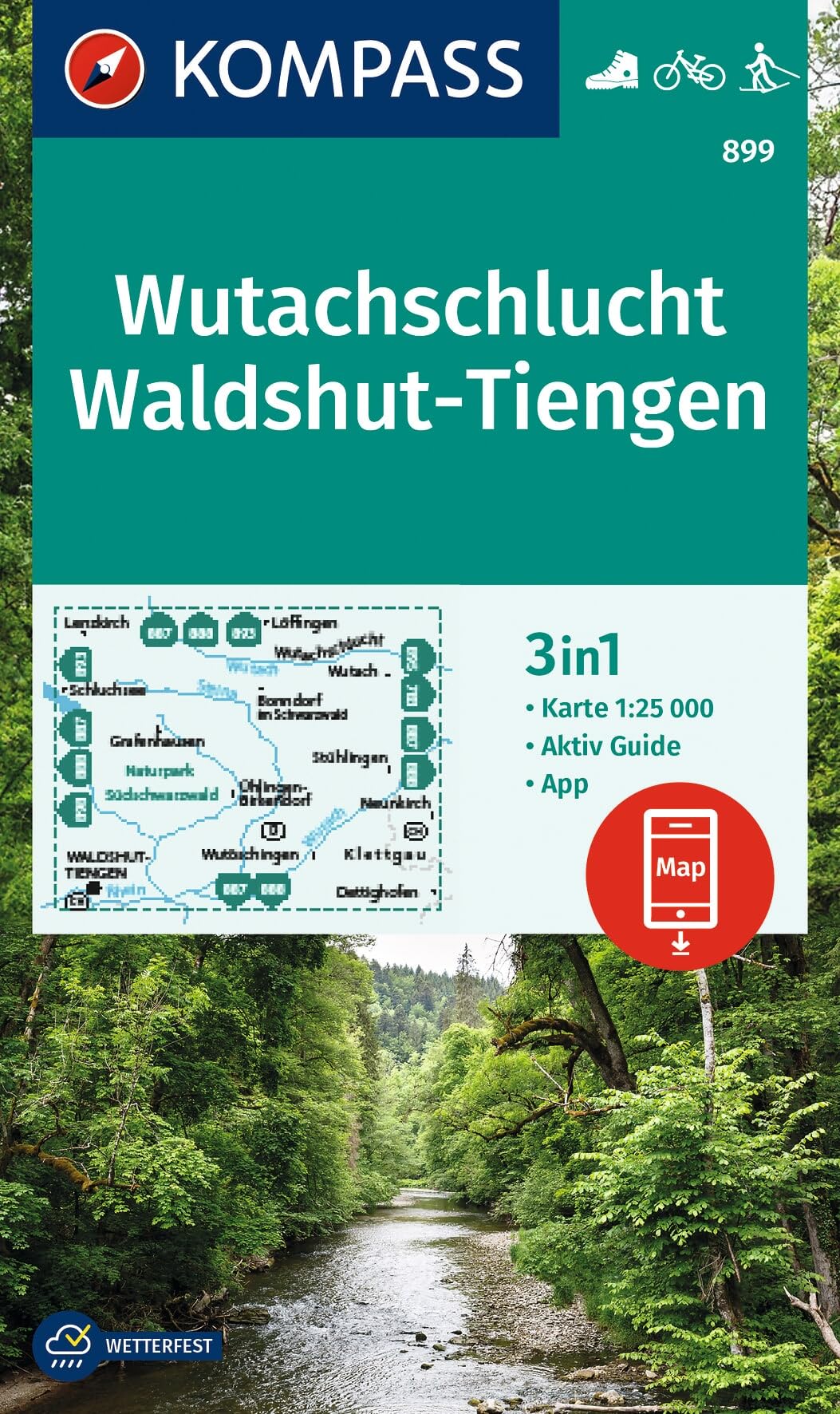 KOMPASS Wanderkarte 899 Wutachschlucht, Waldshut-Tiengen 1:25.000: 3in1 Wanderkarte mit Aktiv Guide inklusive Karte zur offline Verwendung in der KOMPASS-App. Fahrradfahren. Langlaufen. - Preis vom 02.10.2026 23:42:20 h