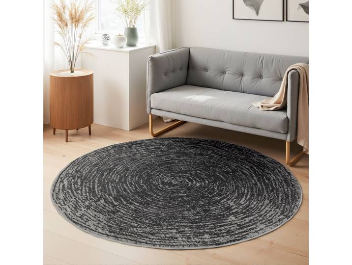 Teppich HANSE HOME Cavallo , grau, H:9mm Ø:120cm, Polypropylen, Teppiche, Teppich, Wohnzimmer, Schlafzimmer, Flur, Kurzflor, meliert, Vintage, weich
