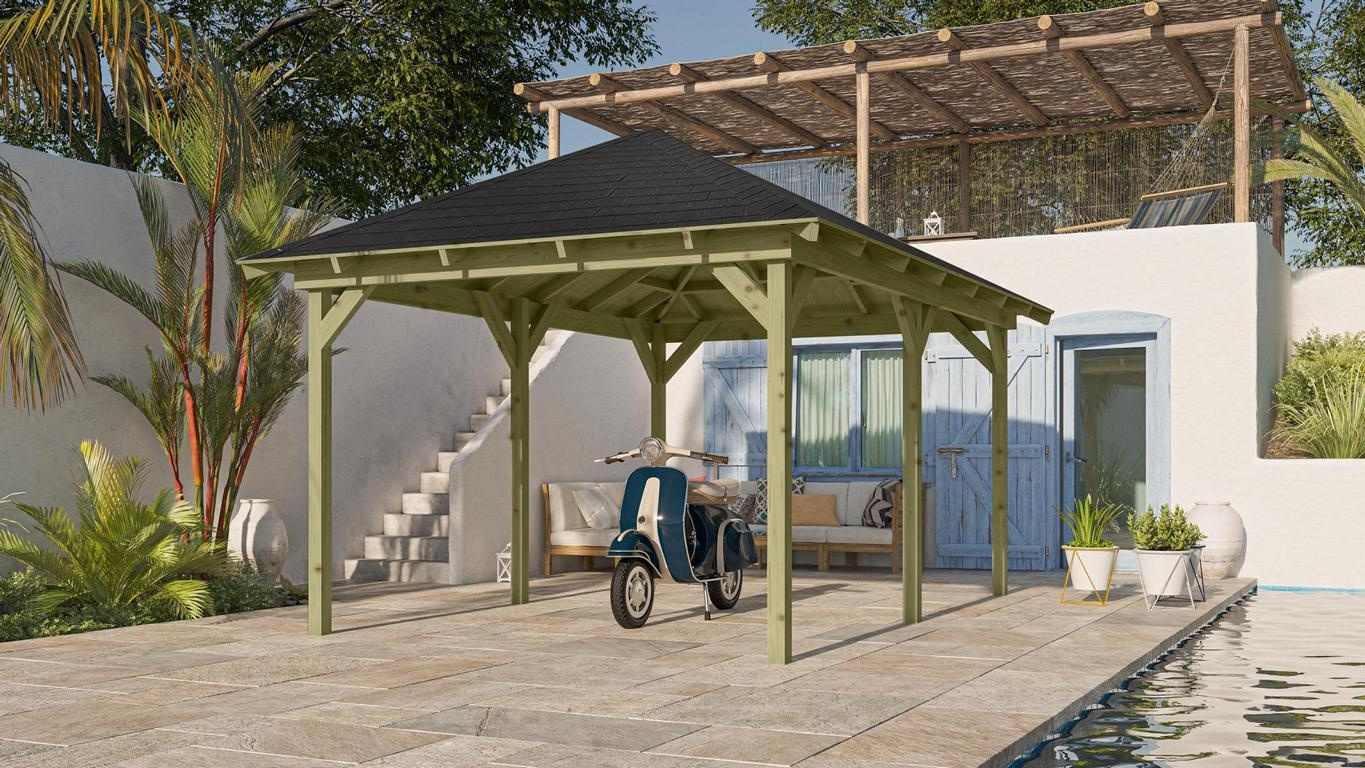 KARIBUHOLZT Pavillon Perida im Set mit Schindeln 08430642