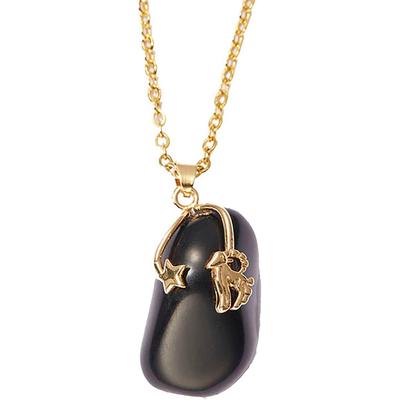 Kette mit Anhänger FIRETTI "Schmuck Geschenk Halsschmuck Anker/Halskette Sternzeichen Geburtsstein", gold (gelbgoldfarben), Halsketten, Damen, Steinbock, Edelstahl, L: 50 B: 2mm, Made in Germany - mit Edelstein, B:2mm