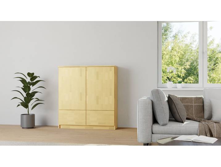 Elegantes Sideboard - Kleiner Schrank Buche Natur geölt
