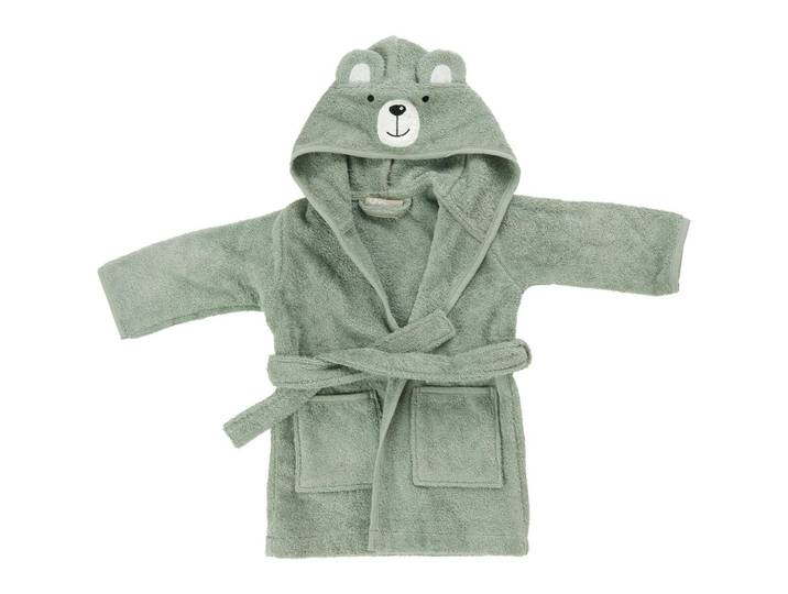 Avelia Kinderbademantel, Mintgrün, Textil, Bär, Gr. 0-3, unisex, ISO 9001, AZO-frei, Oeko-Tex® Standard 100, Global Recycled Standard (Grs), Gots, besonders flauschig, angenehm warm, Heimtextilien, Badtextilien, Bademantel, Bademäntel Kinder