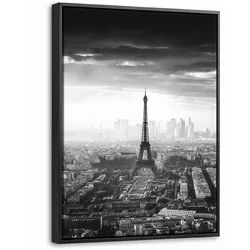 LEINWAND Bilder mit Rahmen - Paris - Skyline - Eiffelturm - Stadt - Wolken - 30x40