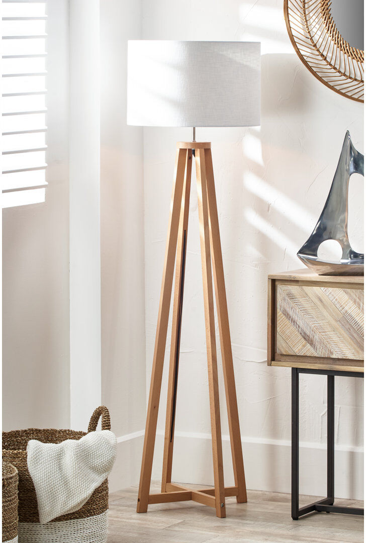 Canora Grey 161 H cm Traditional Floor Lamp Natural/White 161cm H X 45cm W X 45cm D