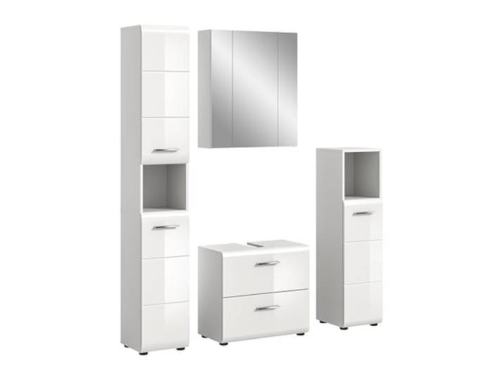 xonox.home – 4 TLG. Badkombination Ice 150x185x30 cm – Moderne Badezimmermöbel Kombination – stilvoll, kompakt & vielseitig einsetzbar
