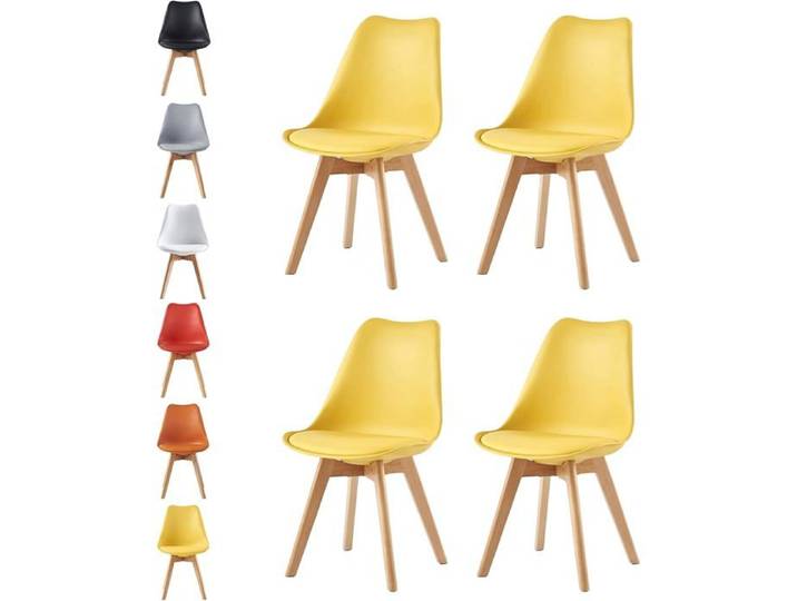 mcc direct Lot de 4 chaises de salle à manger cuisine bureau salon - Chaise design coque EVA - Jaune