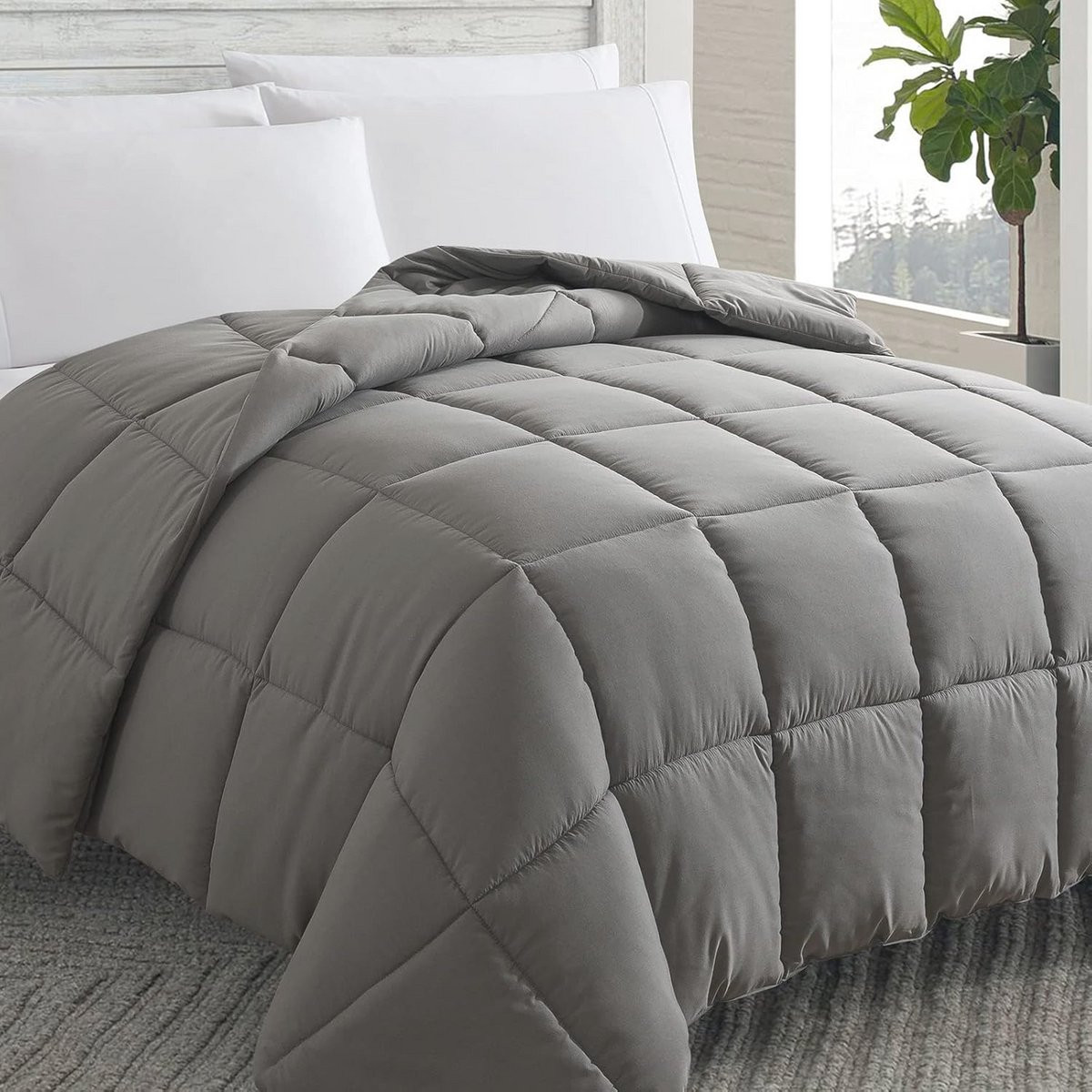 Hoek Trooster Lichtgewicht Dekbed Inzetstuk - Grijs - All Season Comfort