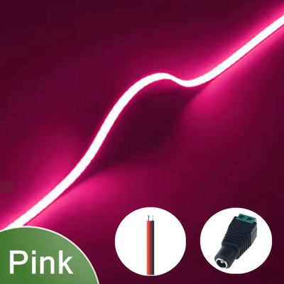 Inspire Curations 3mm Ultra Thin 12V COB LED Strip Light 400 LEDs pink 3mm 1m