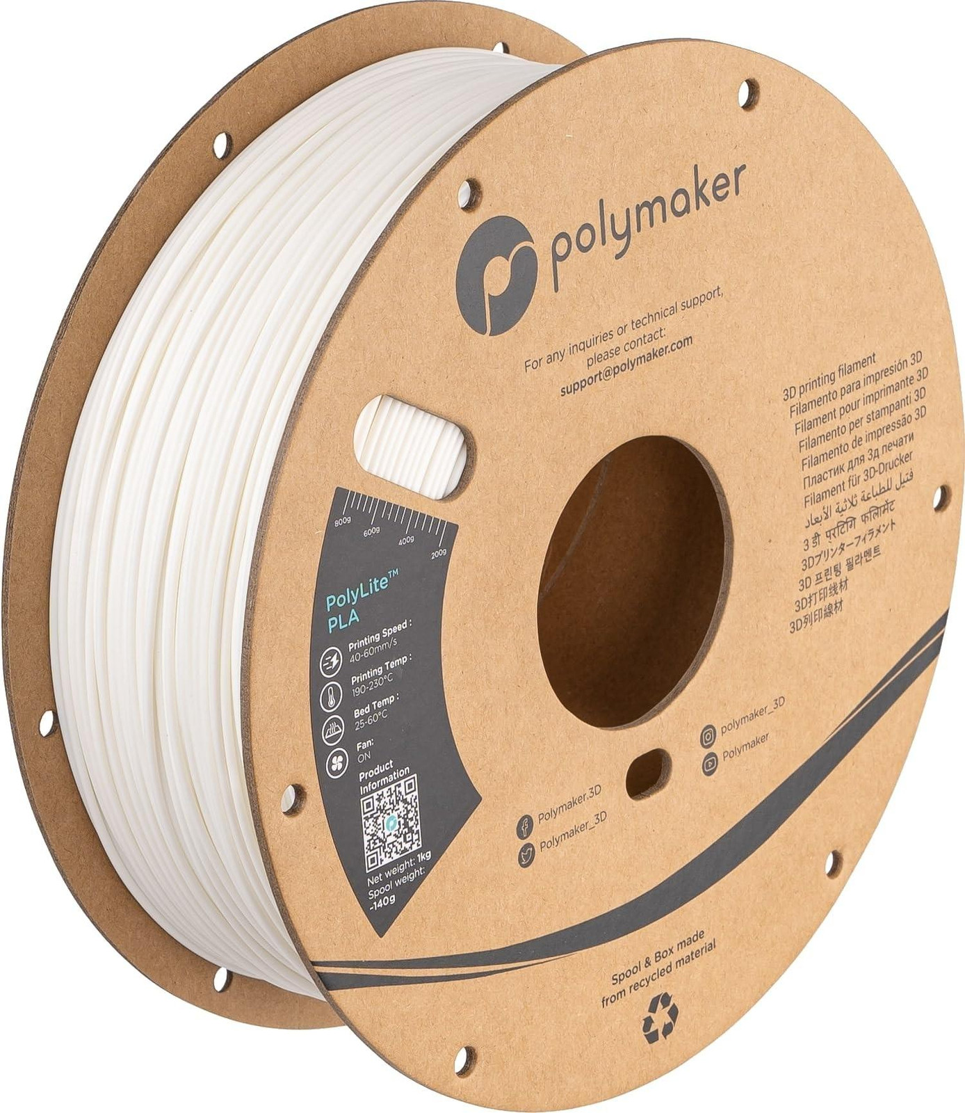 Merkloos PolyLite Filament 1.75mm wit 1000g