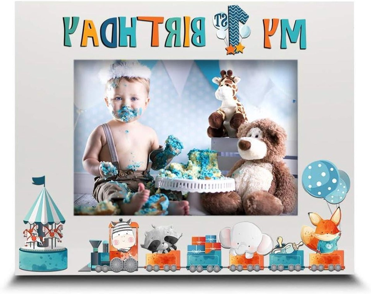 Fotolijst Eerste Verjaardag Baby Foto Frame Wit met UV-print 5x7 Inch