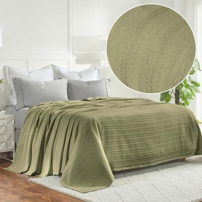 Superior Clara Cotton Textured Striped Lightweight Woven Blanket
